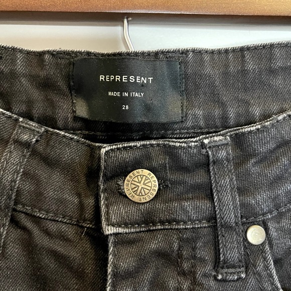 Represent Mens Essential Denim Jeans in Black Denim Made in Italy Size 28 - Picture 6 of 7